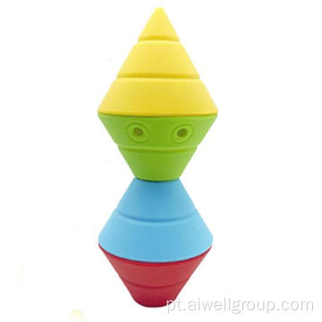 Bloco de empilhamento suave de silicone Brinquedos Aprendendo Montessori Game